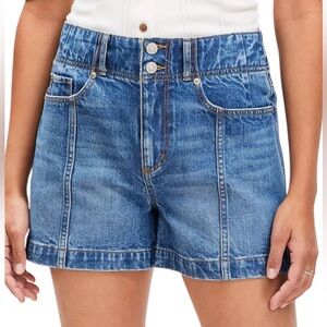 LOFT Seamed Denim Shorts High Rise Medium Wash Blue Size 10